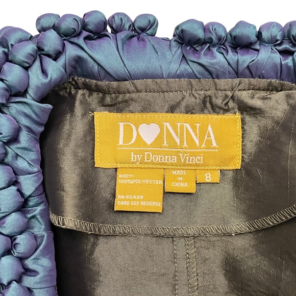 Donna Vinci 2pc Iridescent Green & Blue Church Suit Maxi Skirt Jacket Set Size 8 - Picture 7 of 9